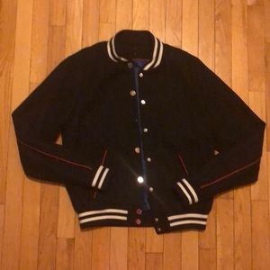 Black wool varsity jacket